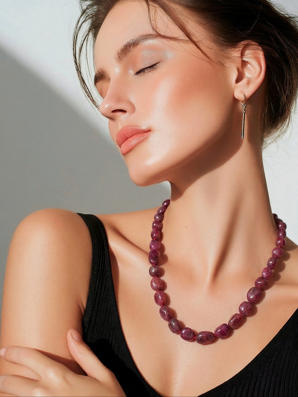Stauer Natural Ruby Nugget Bead Necklace - Genuine Gemstone Statement